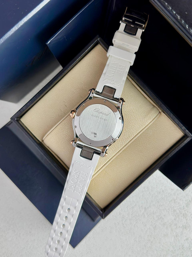 Happy Sport 36mm Steel & Rose Gold 5 diamonds