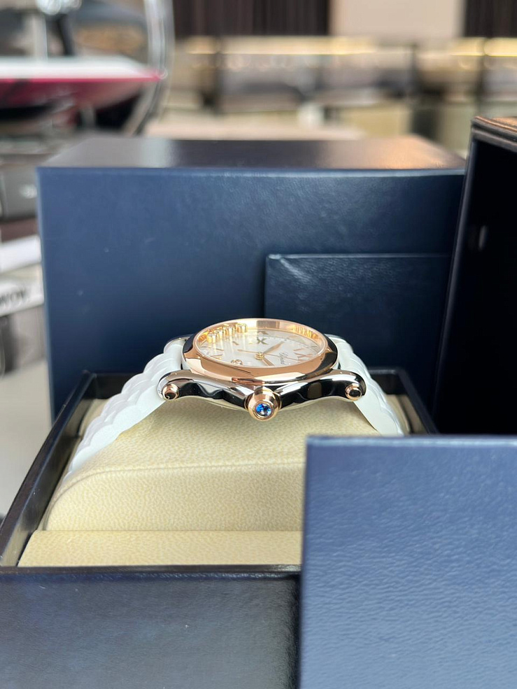 Happy Sport 36mm Steel & Rose Gold 5 diamonds