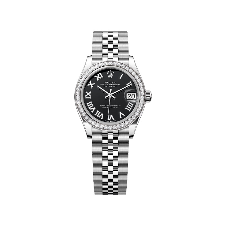 Datejust 31mm Steel & White gold Black Dial Diamond Bezel Jubilee