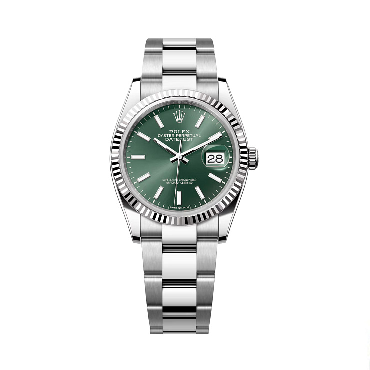 Datejust 36mm Steel & White Gold Mint Green Dial Oyster bracelet