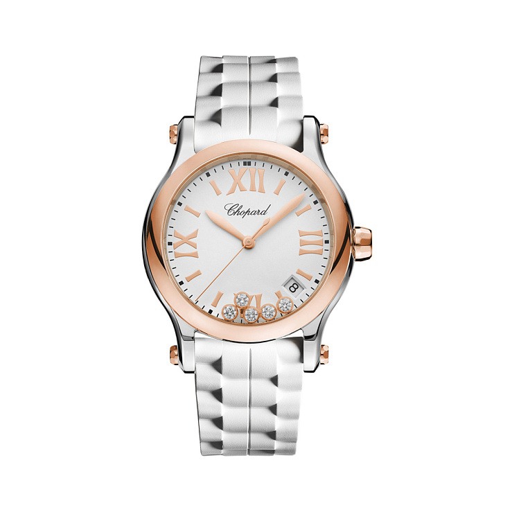 Happy Sport 36mm Steel & Rose Gold 5 diamonds