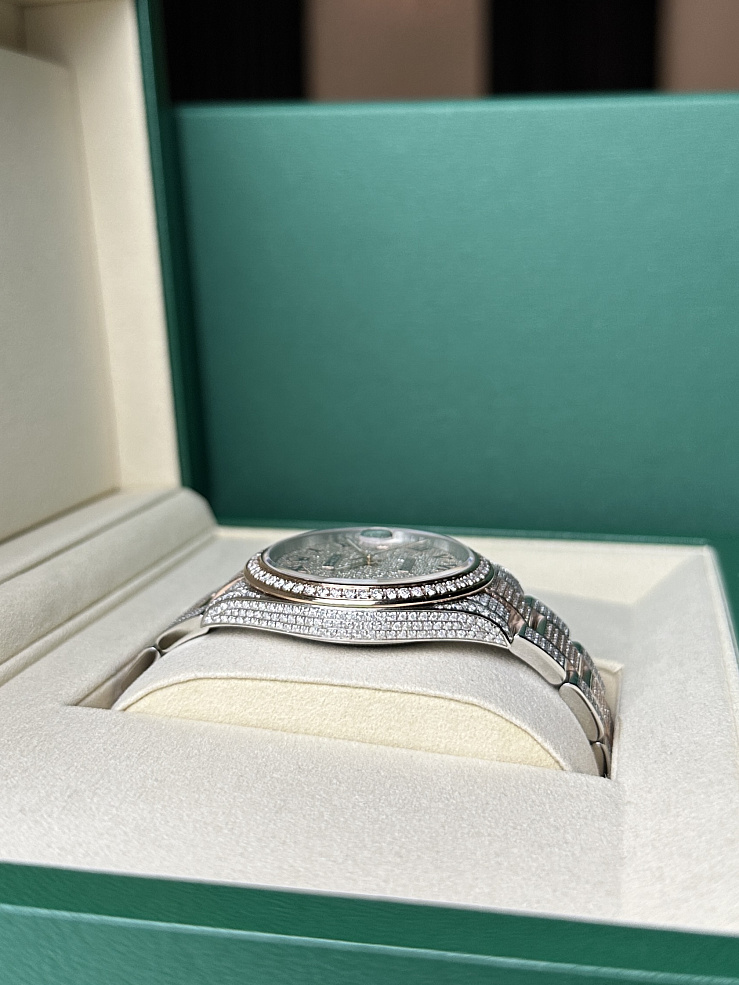 Datejust 41mm Steel & Everose Gold Full Pave Custom Diamonds