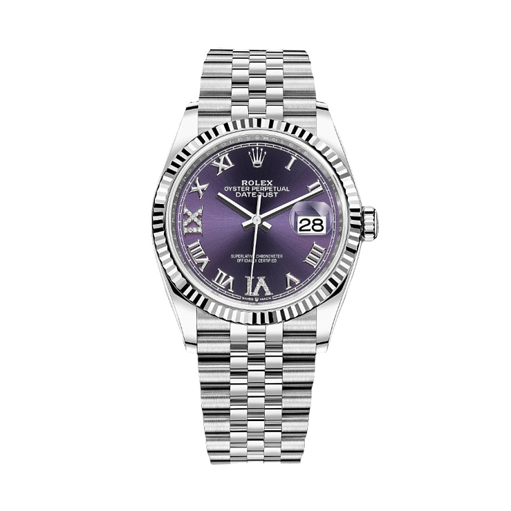 Datejust 36mm Steel & White Gold Purple Dial