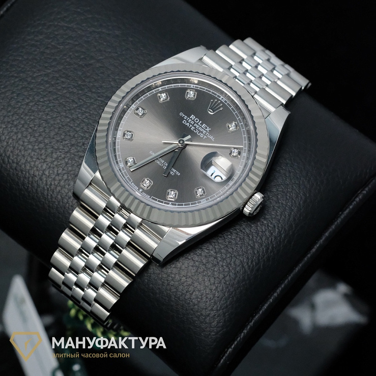 Oyster Perpetual Datejust 41mm Grey Dial Diamonds