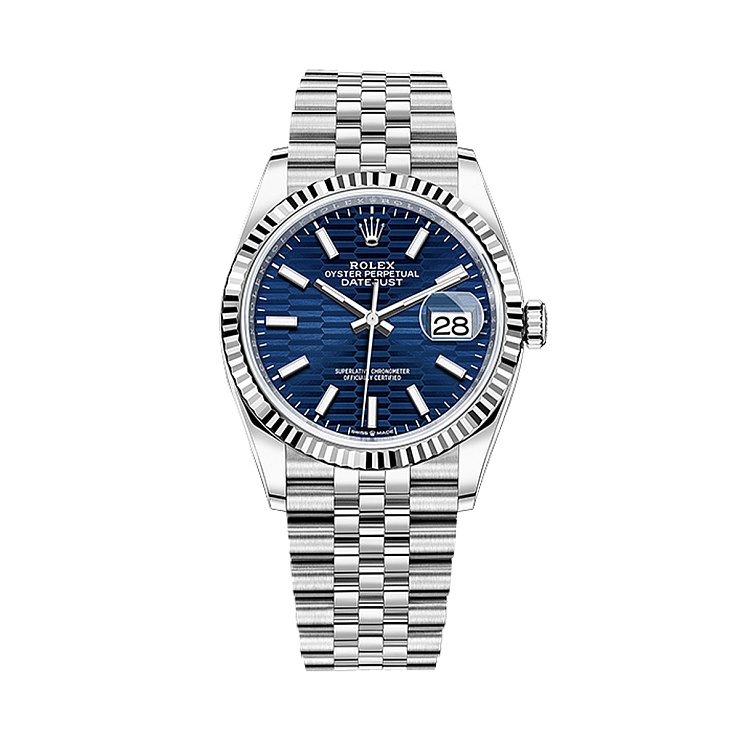Datejust 36mm Steel & White Gold Blue Fluted Motif Dial