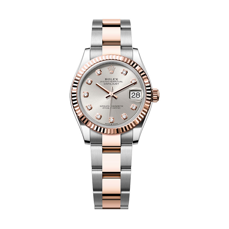 Datejust 31mm Steel and Everose Gold Silver Diamond Dial Oyster Bracelet