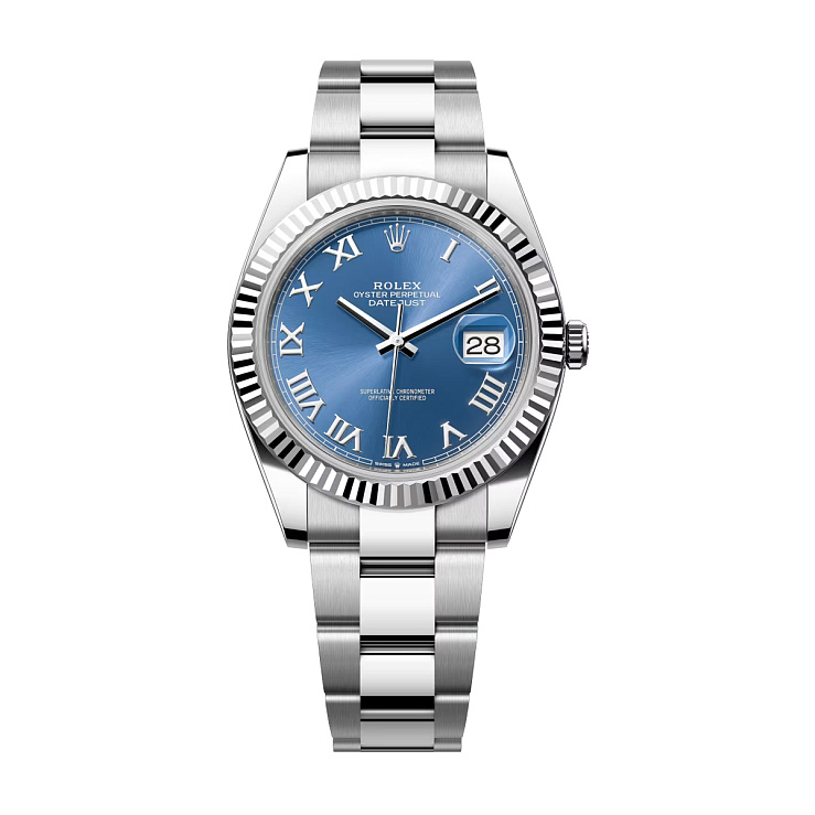 Datejust 41mm Steel & White Gold Blue Azzurro Dial Oyster Bracelet