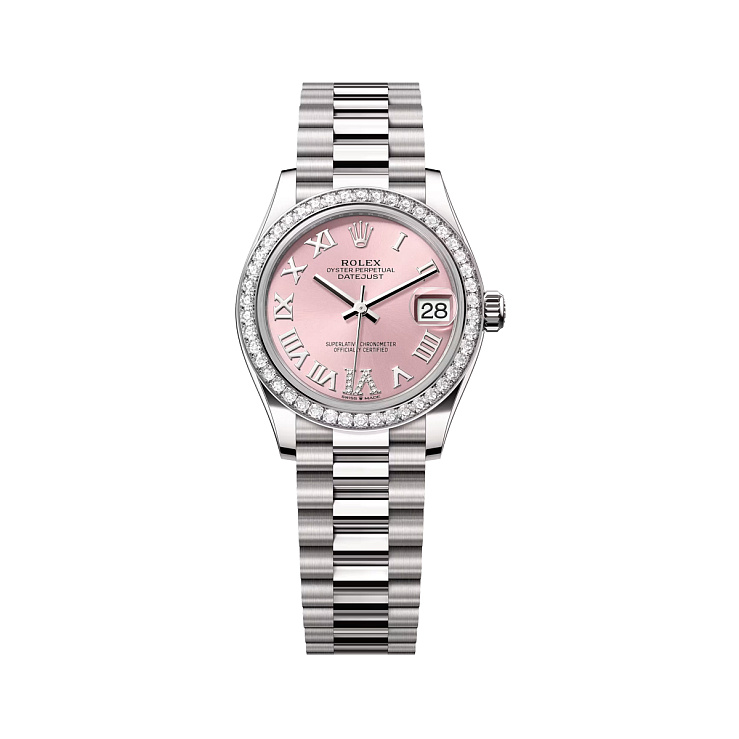 Datejust 31 White Gold Pink Roman Vi Diamond dial Diamond bezel