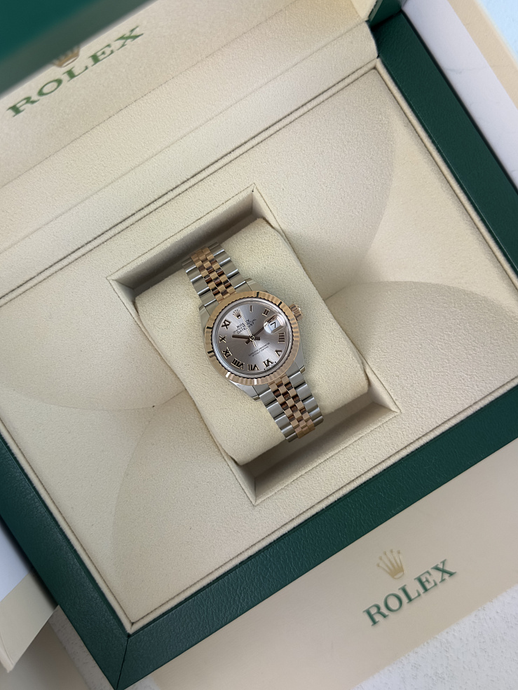 Lady-Datejust 28mm Steel & Rose Gold Sundust Roman Dial Jubilee Bracelet