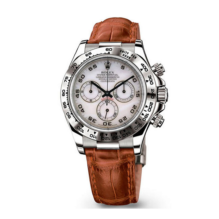 Daytona MOP Dial White Gold Leather Strap