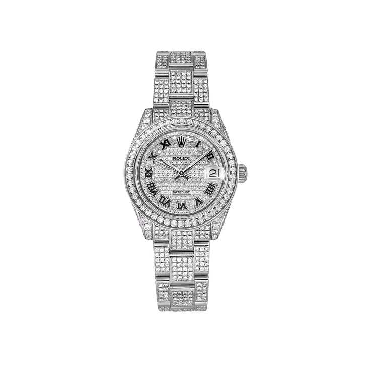 Lady-Datejust 28mm Custom Full Pave Iced Out Diamonds