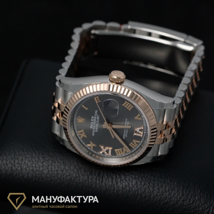 Datejust 36mm Steel and Everose Gold Slate and 6, 9 Diamonds