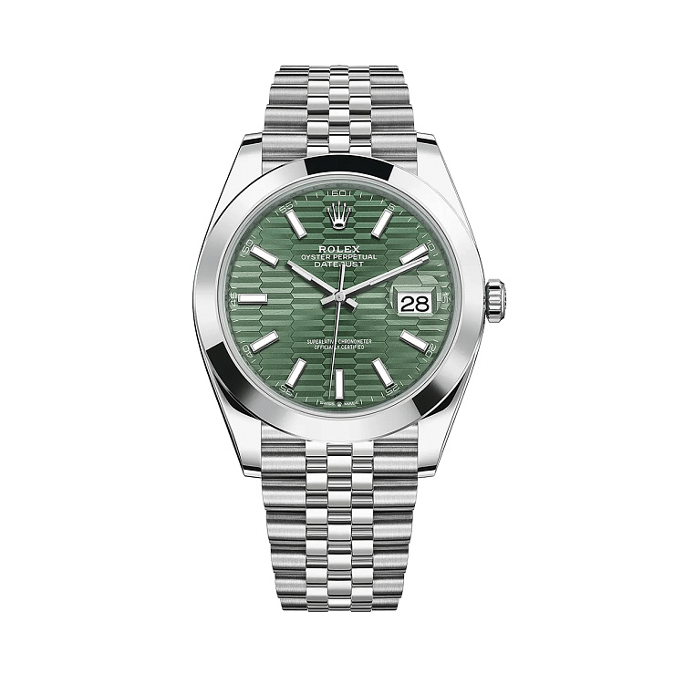 Datejust 41mm Mint Green Motif Dial Jubilee Stainless Steel