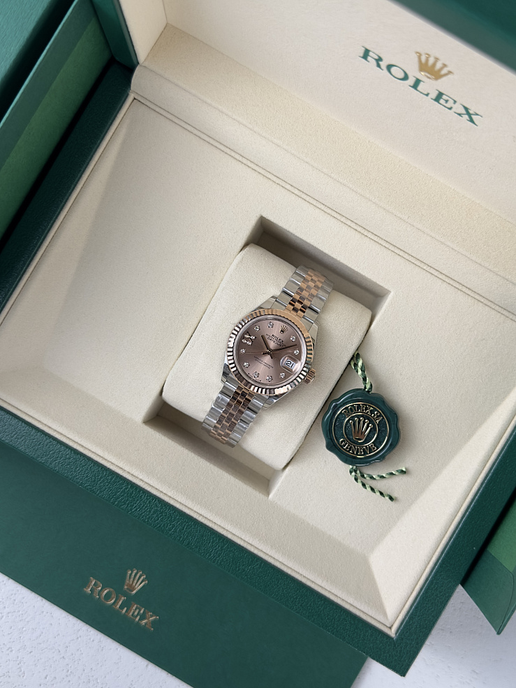 Lady-Datejust 28 Steel & Rose Gold Sundust Dial 17 Diamonds Jubilee bracelet