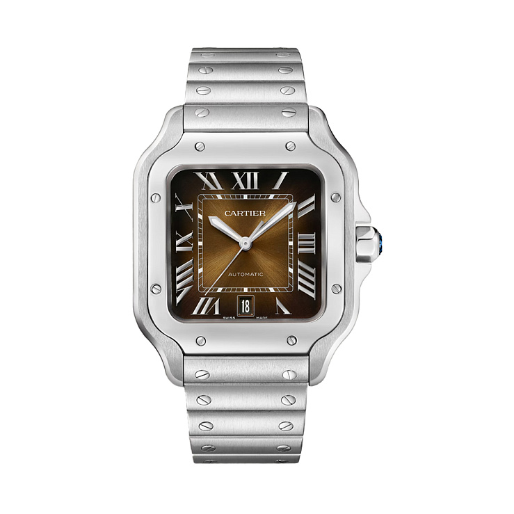 Santos De Cartier Large Brown Dial Steel