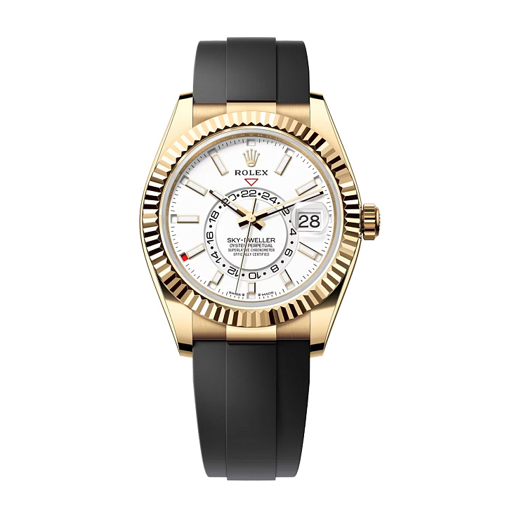 Sky-Dweller Yellow Gold Oysterflex bracelet White dial
