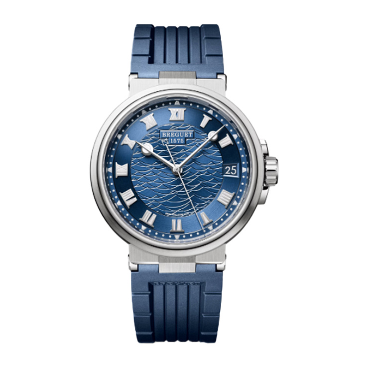 Marine White Gold 40mm Blue Dial Rubber Strap