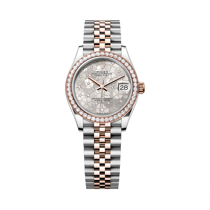 Datejust 31mm Steel and Rose Gold Diamond bezel Floral Dial jubilee