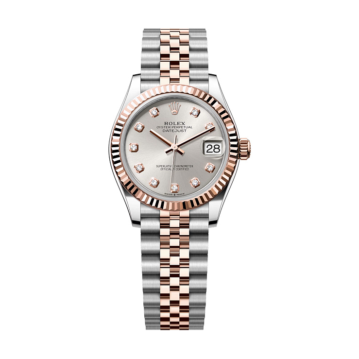 Datejust 31mm Steel and Everose Gold Silver Diamond Dial Jubilee Bracelet