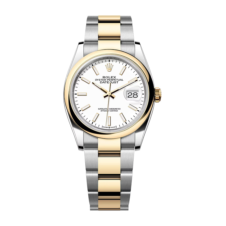 Datejust 36mm Steel & Yellow Gold White Dial Oyster Bracelet Domed