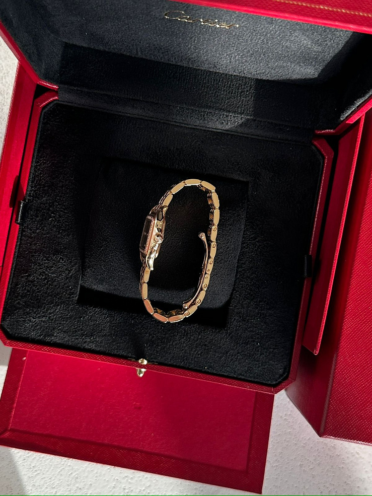 PANTHÈRE small yellow gold Black Diamond Dial Diamond Bezel