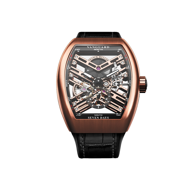 Vanguard Skeleton 7 days power reserve Rose gold 45mm
