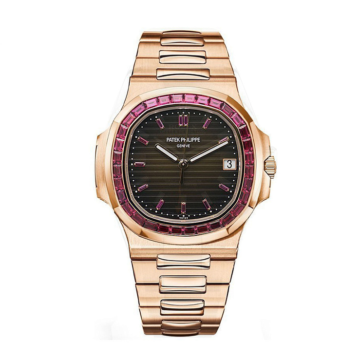 CUSTOM Nautilus Rose Gold and Ruby 40mm