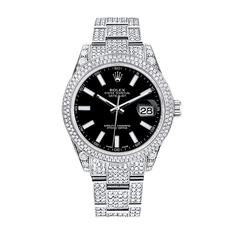 Datejust II Full Pave Iced Out Diamonds