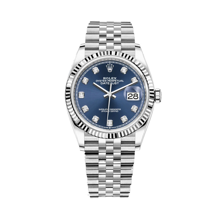 Datejust 36mm Steel & White Gold Blue Dial Diamonds