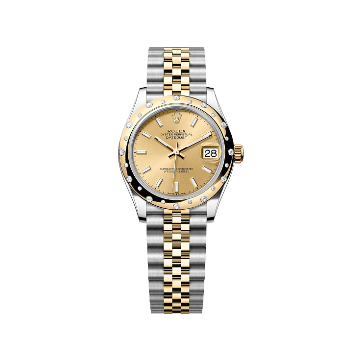 Datejust 31mm Steel & Yellow Gold Champagne Domed Diamond Bezel Jubilee