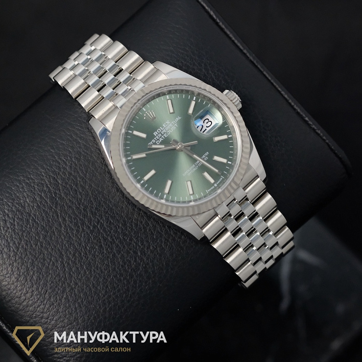 Datejust 36mm Steel & White Gold Mint Green Dial