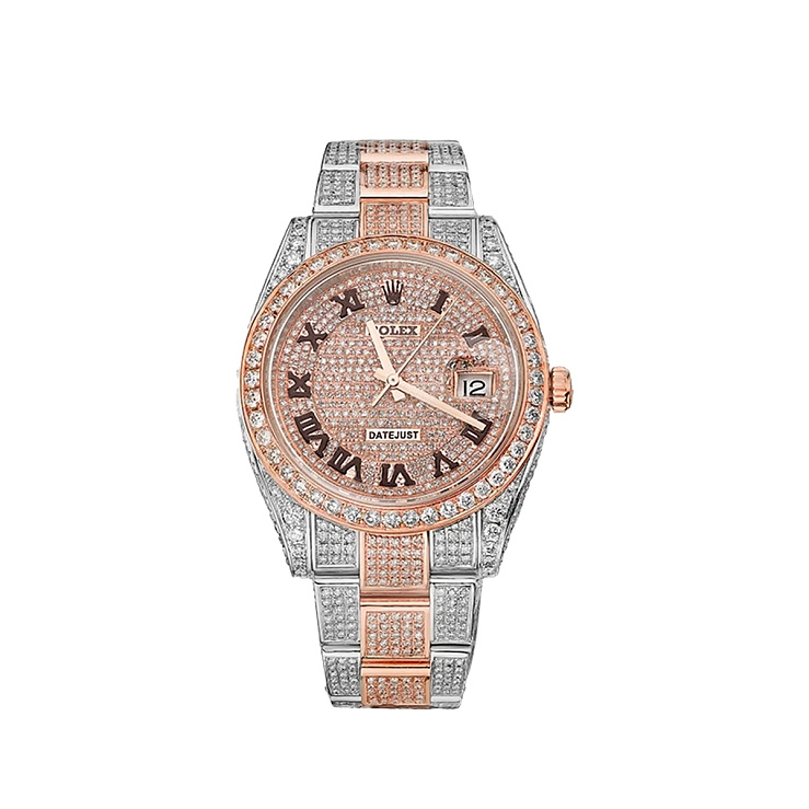 Datejust 36mm Steel & Rose Gold Full Pave Custom Diamonds