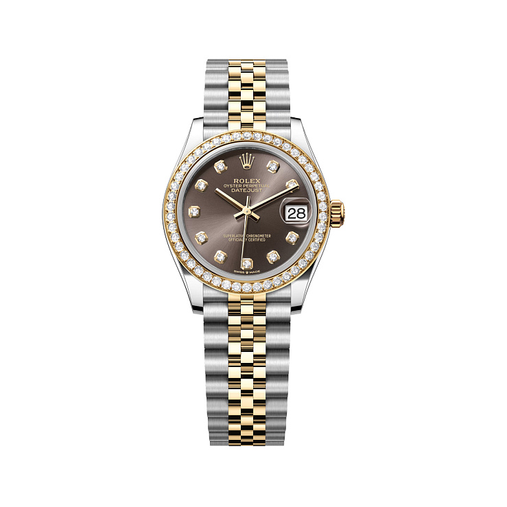 Datejust 31mm Steel & Yellow Gold Grey Diamond Dial Diamond Bezel Jubilee