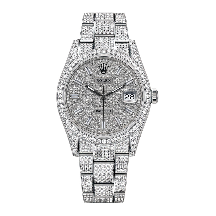 Datejust 41mm Custom Full Pave Iced Out Diamonds Baguette Diamonds index