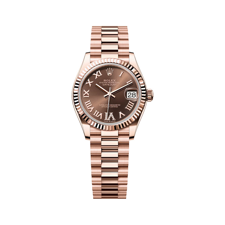 Datejust 31mm Rose Gold Chocolate Brown Roman Vi Diamond dial
