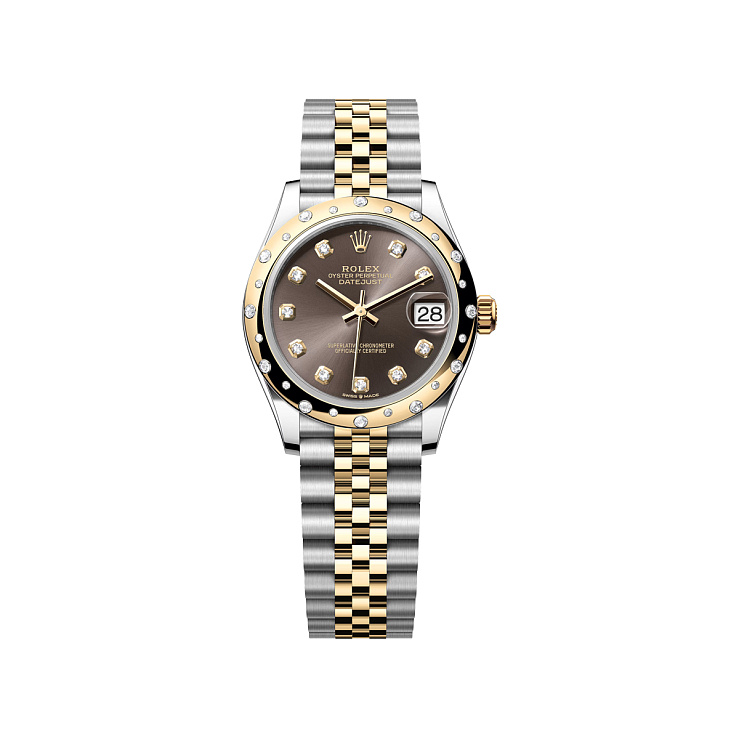 Datejust 31mm Steel & Yellow Gold Grey Diamond Dial Domed Diamond Bezel Jubilee