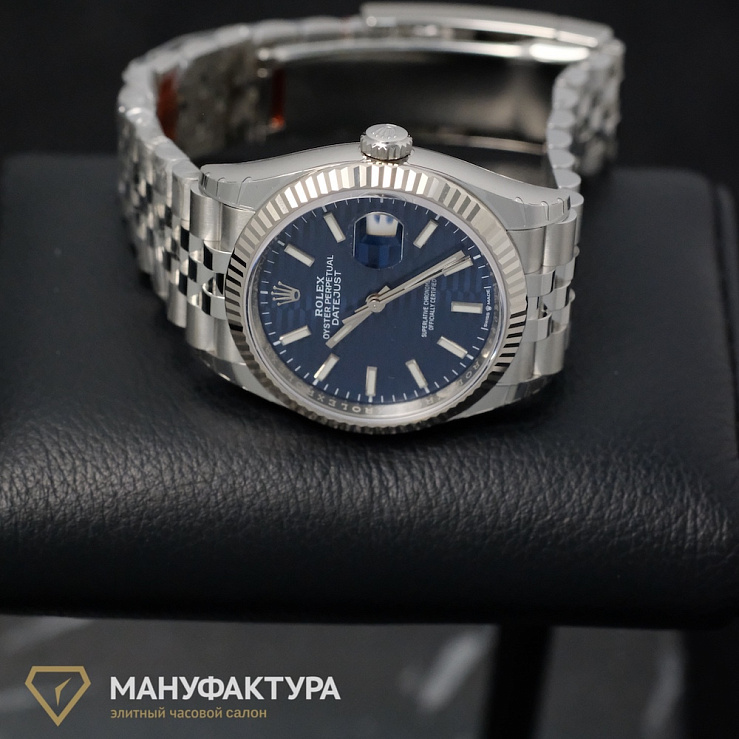 Datejust 36mm Steel & White Gold Blue Fluted Motif Dial