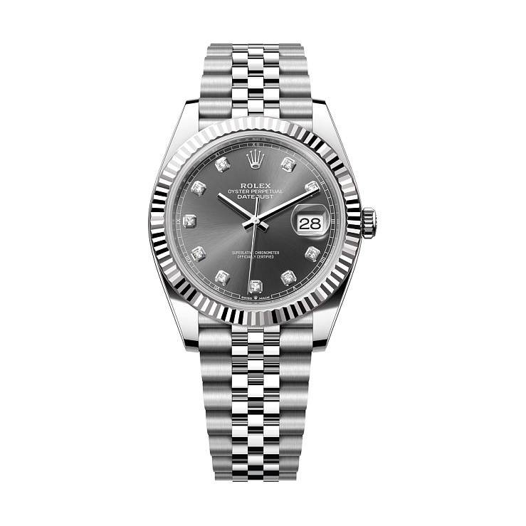 Datejust 41mm Steel & White Gold Rhodium Diamond Dial Jubilee Bracelet