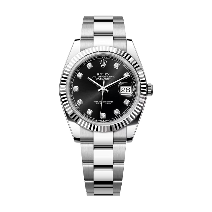 Datejust 41mm Steel & White Gold Black Diamond Dial Oyster Bracelet