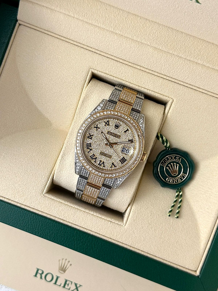 Datejust 41mm Steel & Yellow Gold Full Pave Custom Diamonds