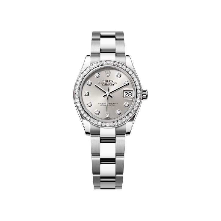 Datejust 31mm Steel & White gold Silver Diamond Dial Diamond bezel Oyster