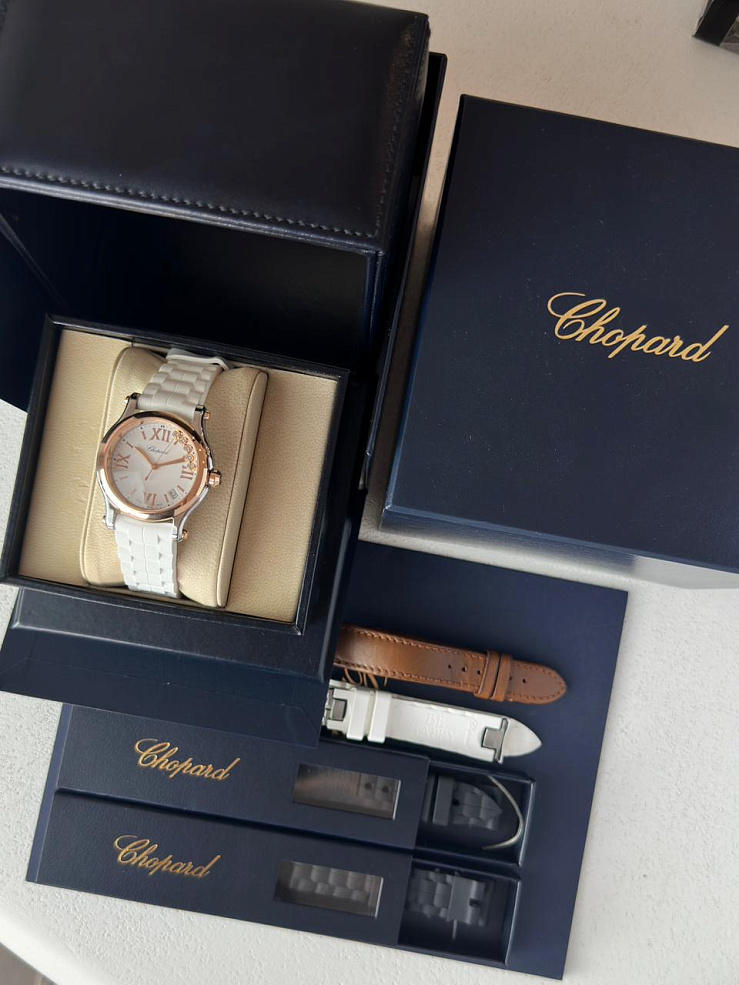 Happy Sport 36mm Steel & Rose Gold 5 diamonds