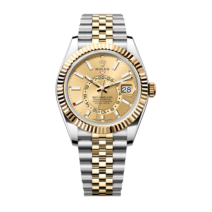 Sky-Dweller Steel and Yellow Gold Champagne Dial Jubilee bracelet