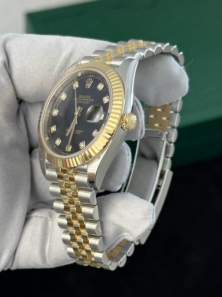 Oyster Perpetual Datejust II Steel And Yellow Gold Black Dial Diamond