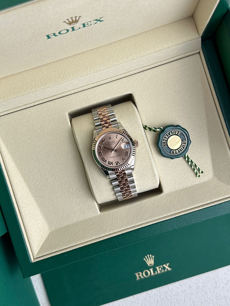 Datejust 31mm Steel and Everose Gold Sundust Roman Dial Jubilee Bracelet