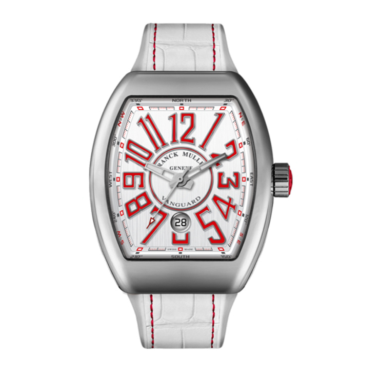Vanguard Mens 45mm White and Red dial steel