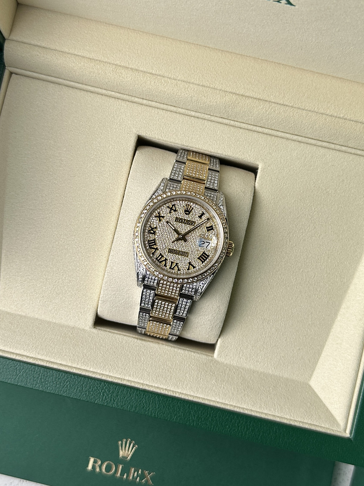 Datejust 36mm Steel & Yellow Gold Full Pave Custom Diamonds