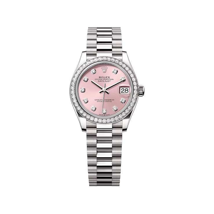Datejust 31 White Gold Pink Diamond dial Diamond bezel