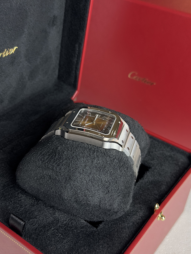 Santos De Cartier Large Brown Dial Steel