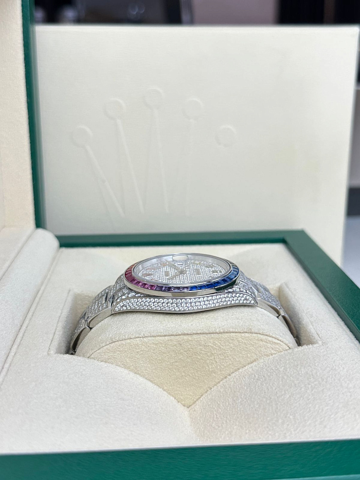 Datejust 41mm Custom Full Diamond Pave Rainbow Bezel